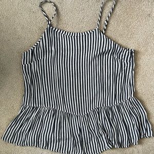 Target Mossimo Blue and white peplum tank top with key hole back